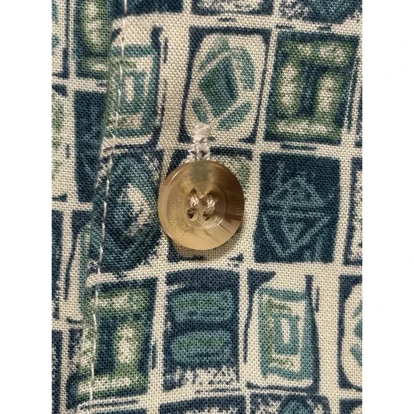 Island Blue Green Hawaiian Shirt 100% Rayon Green Pattern Button Down Shirt XXL - Picture 7 of 7